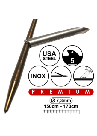 SPEAR SHAFT 7.3MM 150-170CM 5 SHARK FINS