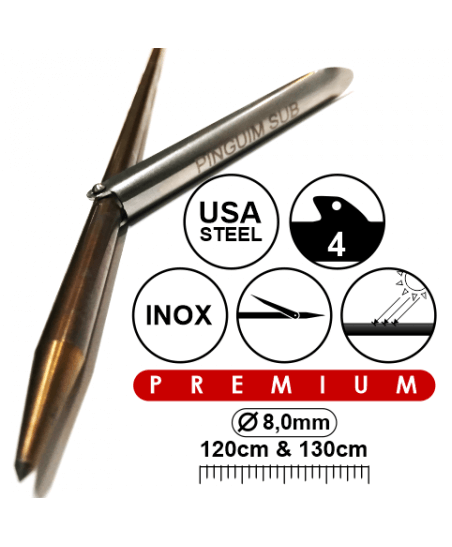 Arpão 8 MM 120 - 130CM  4 SHARK FINS